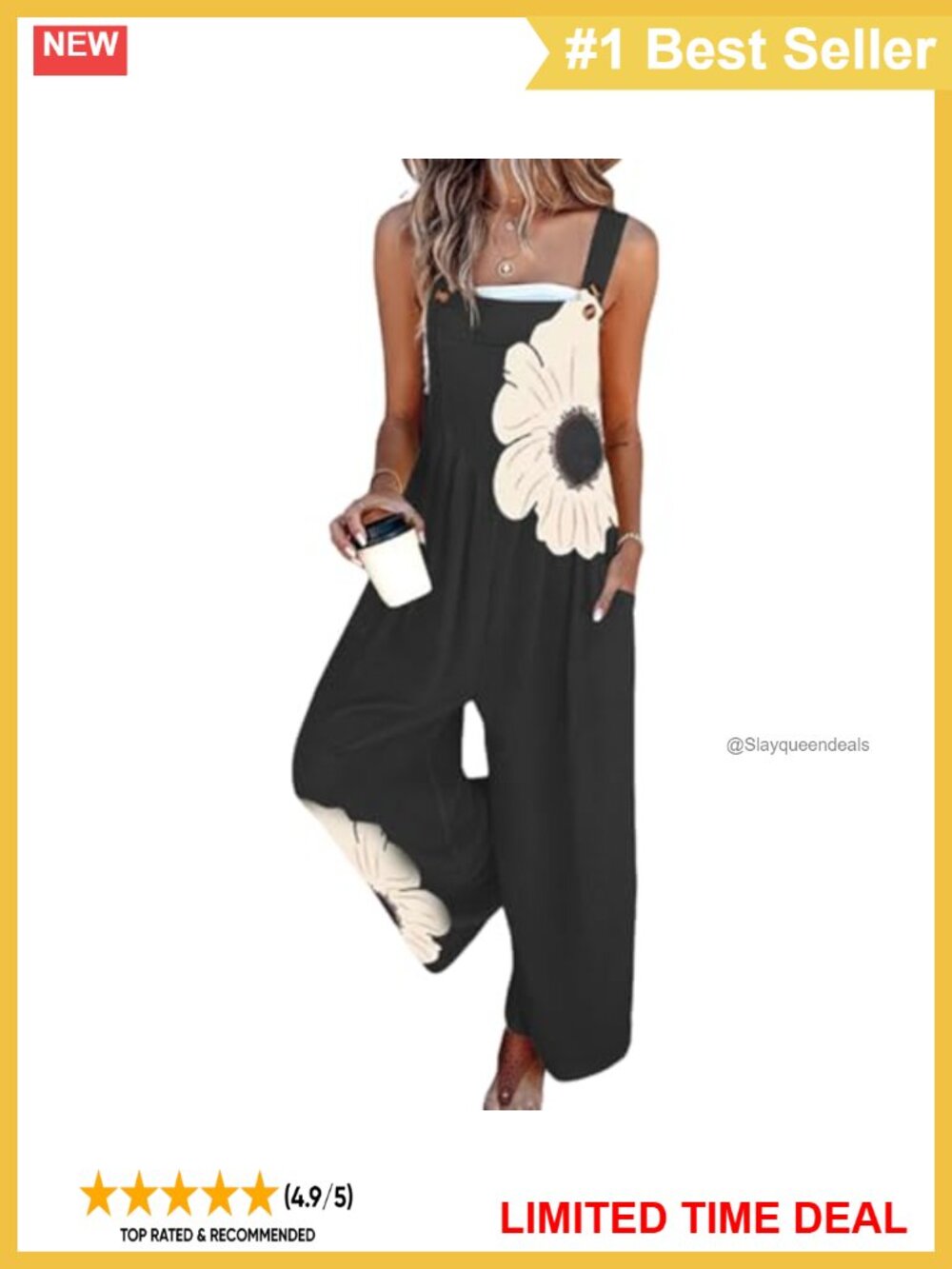 Sleeveless Wide Leg Jumpsuit Romper with Pockets Square Neck